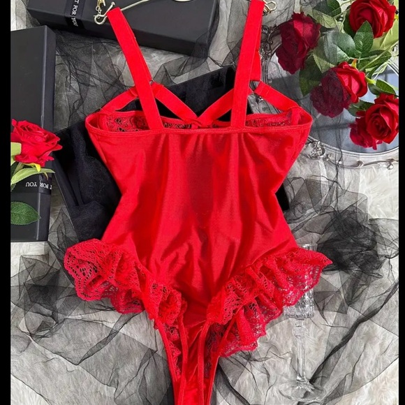 Red Sexy lace thong bodysuit lingerie underwear - Picture 2 of 5